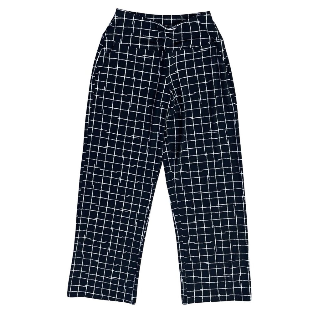 Sympli Stretch Pant Black White Grid Size 4 Pull-on Yoga Pant Fit